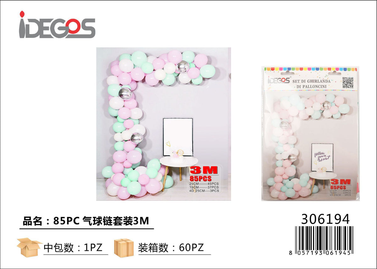 Kit ghirlanda di palloncini con accessori, 3 m, 85 pezzi
