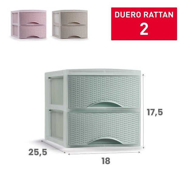 CASSETTIERA 2 CASETTI DUERO RATTAN 18X25.5X17.5CM