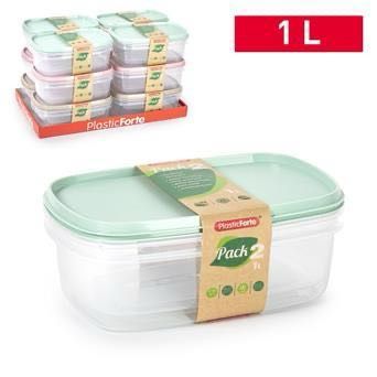 PACK 2 CONTENITORE 1L PLASTICA 20X13.5X8CM
