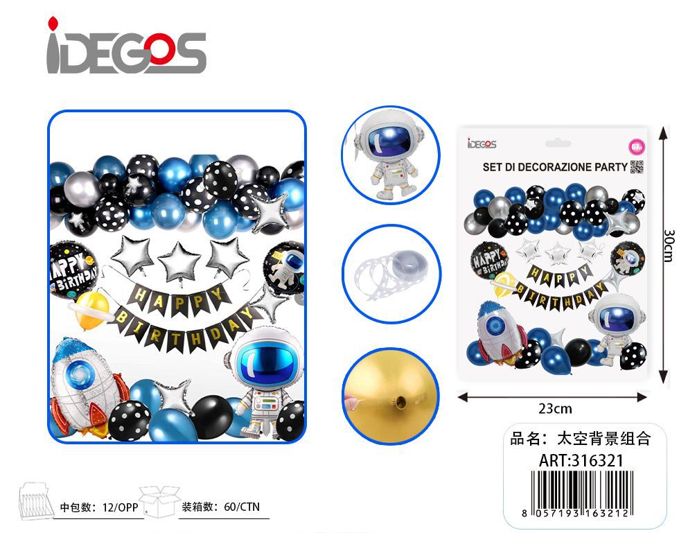 Kit di decorazione per feste in tema astronauta