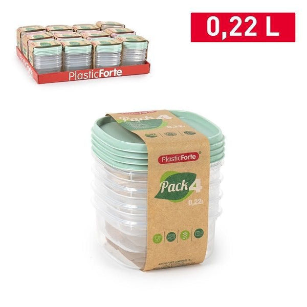 PACK 4 CONTENITORE 0.22L 9.3X9.3X9.7CM