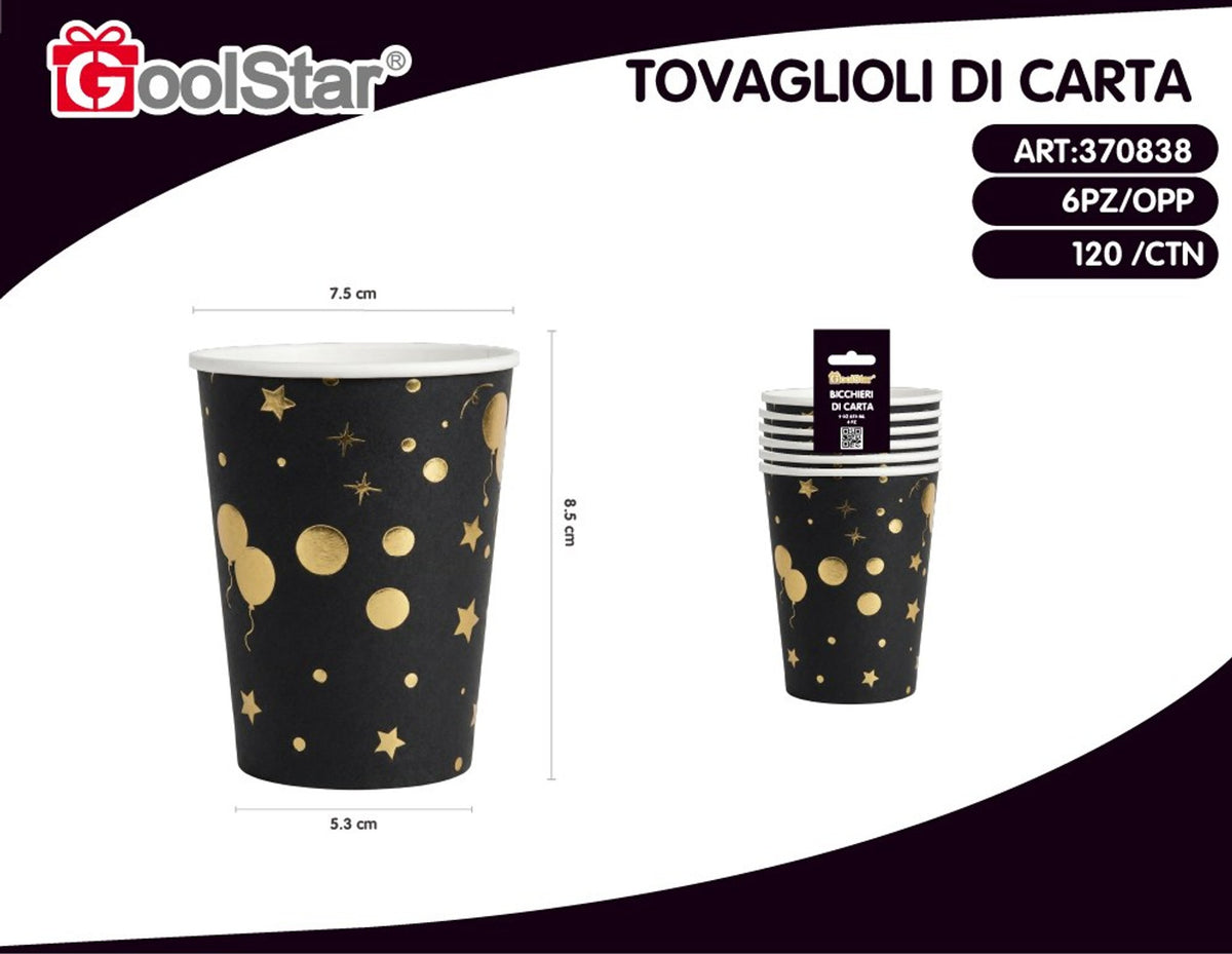 Bicchiere di carta oro nero