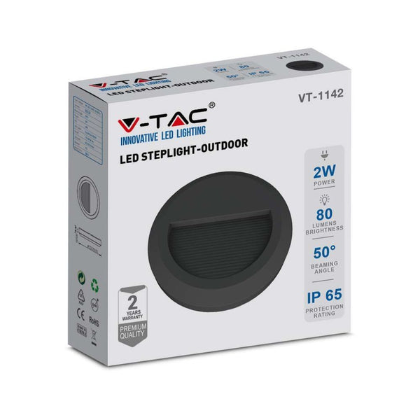 Segnapasso LED V-TAC rotondo nero 2 W 4000 K IP65