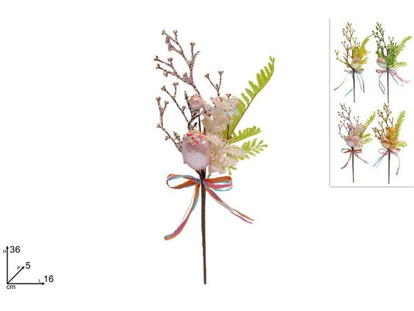 Ramo decorativo pasquale con uova perlate 36 cm