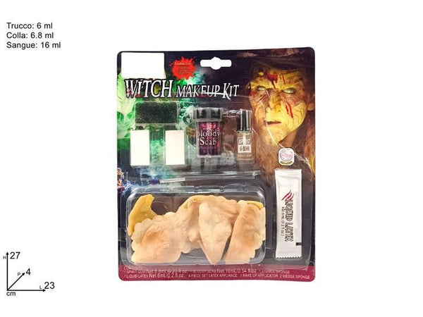 Kit trucco da strega con applicazioni per il viso