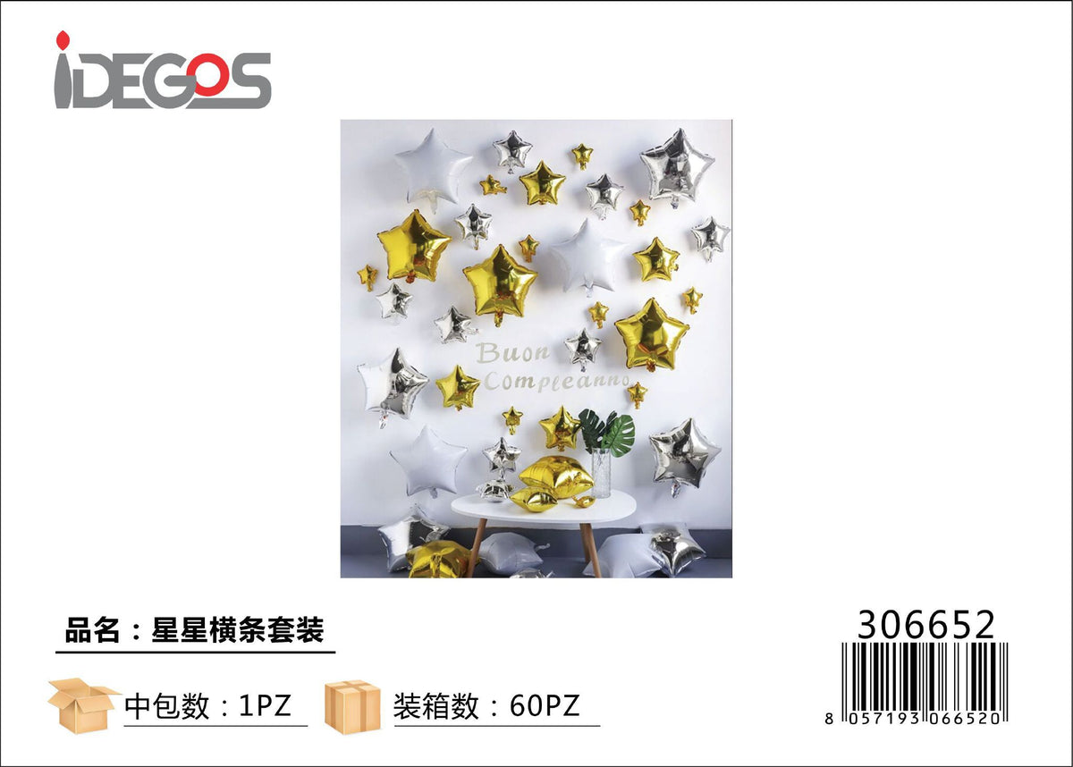 Kit decorativo di palloncini e festone con stelle