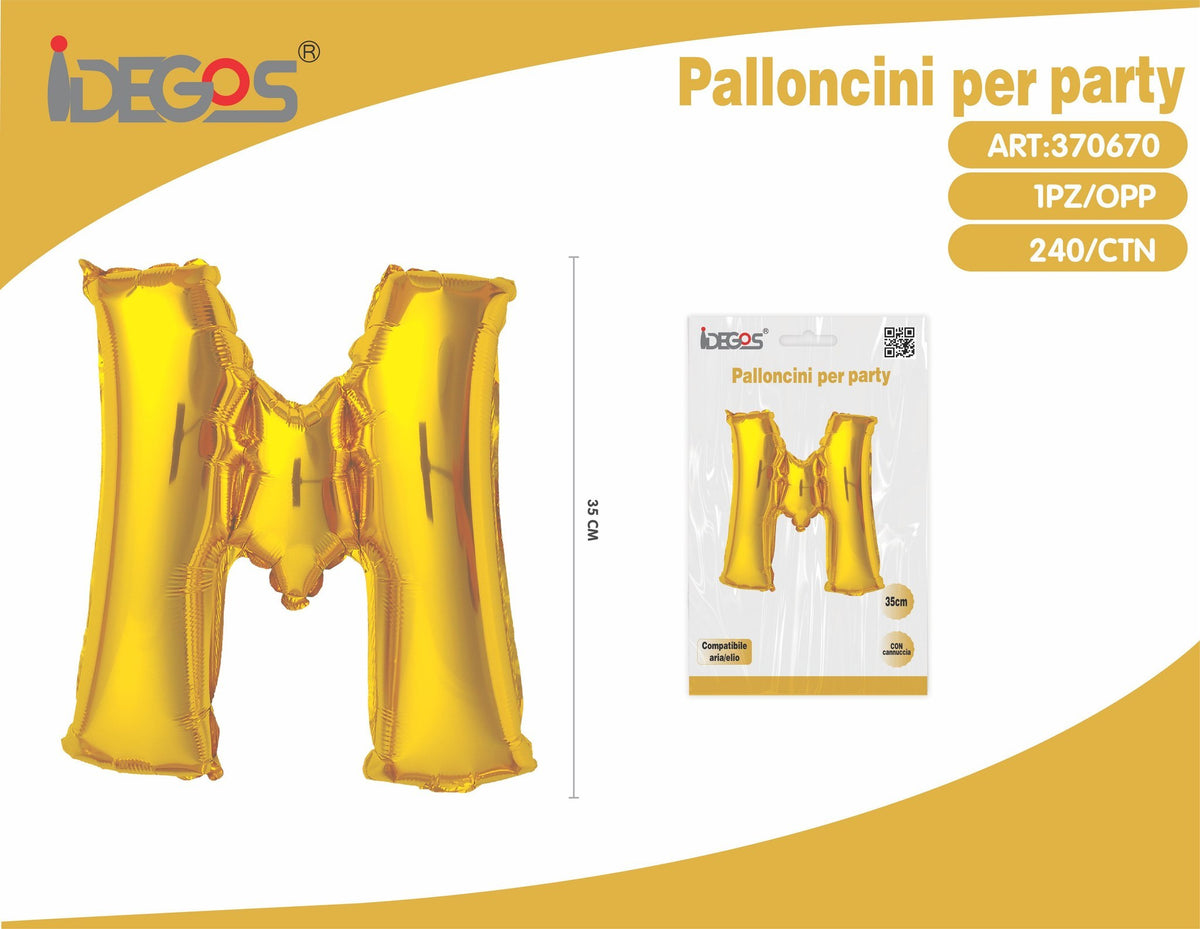 Palloncino Lettera M Oro 35cm