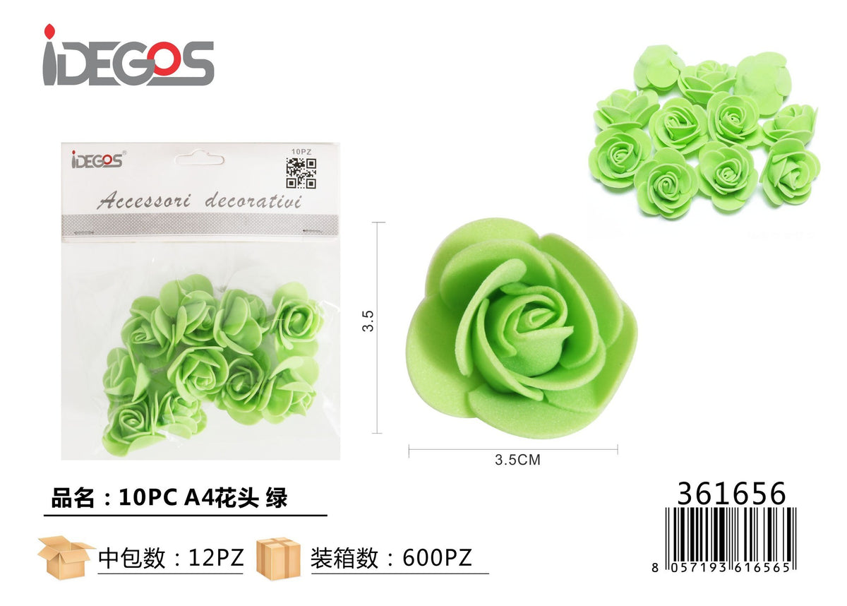 Testine di rose artificiali, modello A4, 10 pezzi