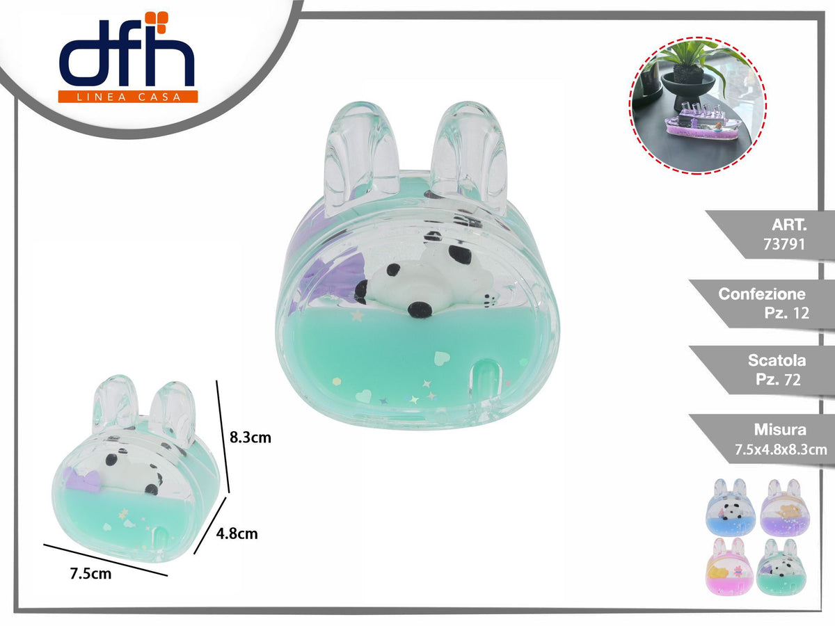 Soprammobile trasparente con orecchie e animaletto, 8,3 cm