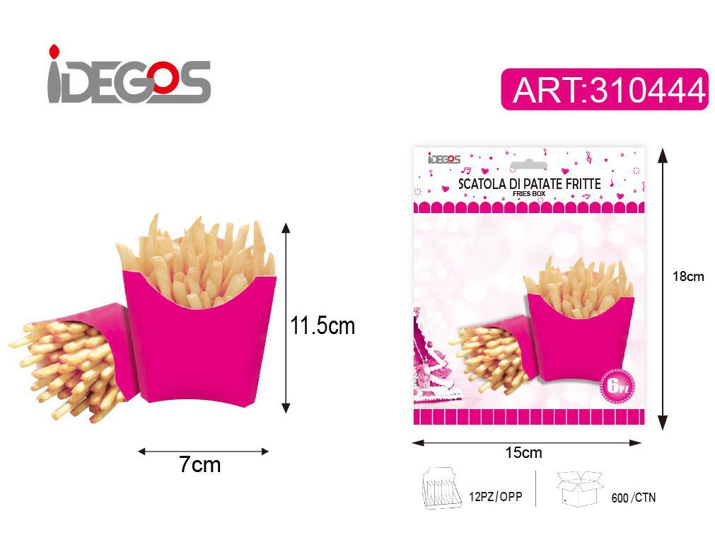 Scatole patatine carta 6pz magenta