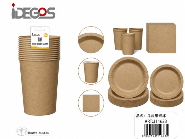 Bicchieri di carta kraft 16 pezzi