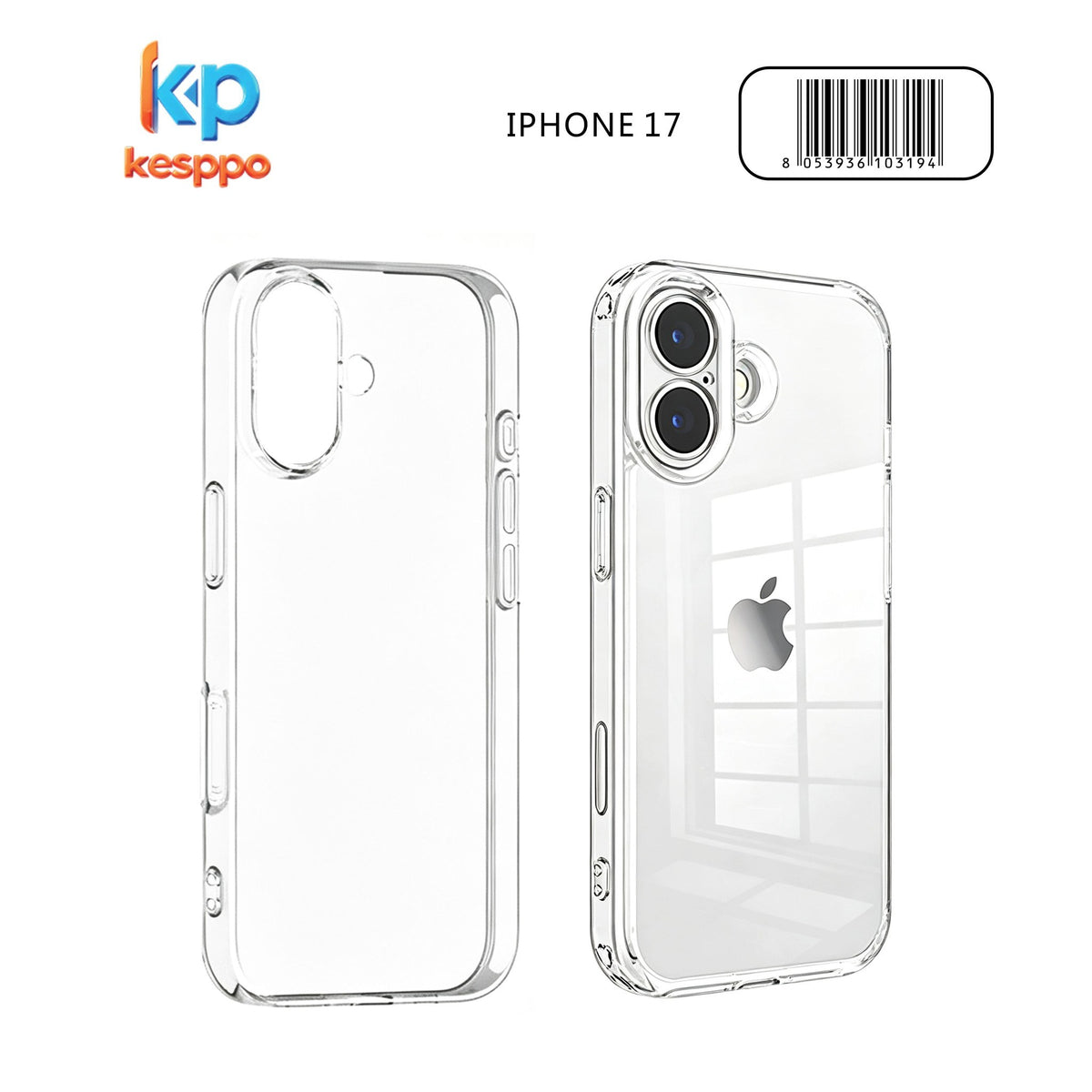 Custodia per iPhone 17 – trasparente, in silicone, con apertura ampia