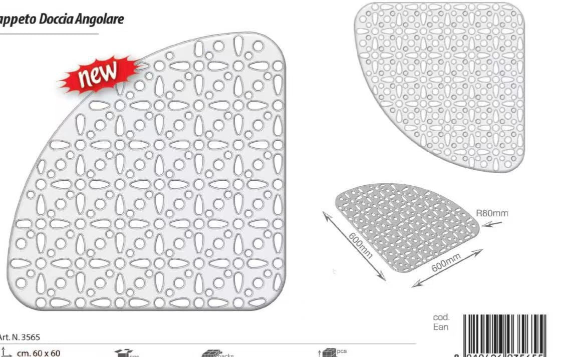 TAPPETO DOCCIA CON VENTOSA ANGOLARE