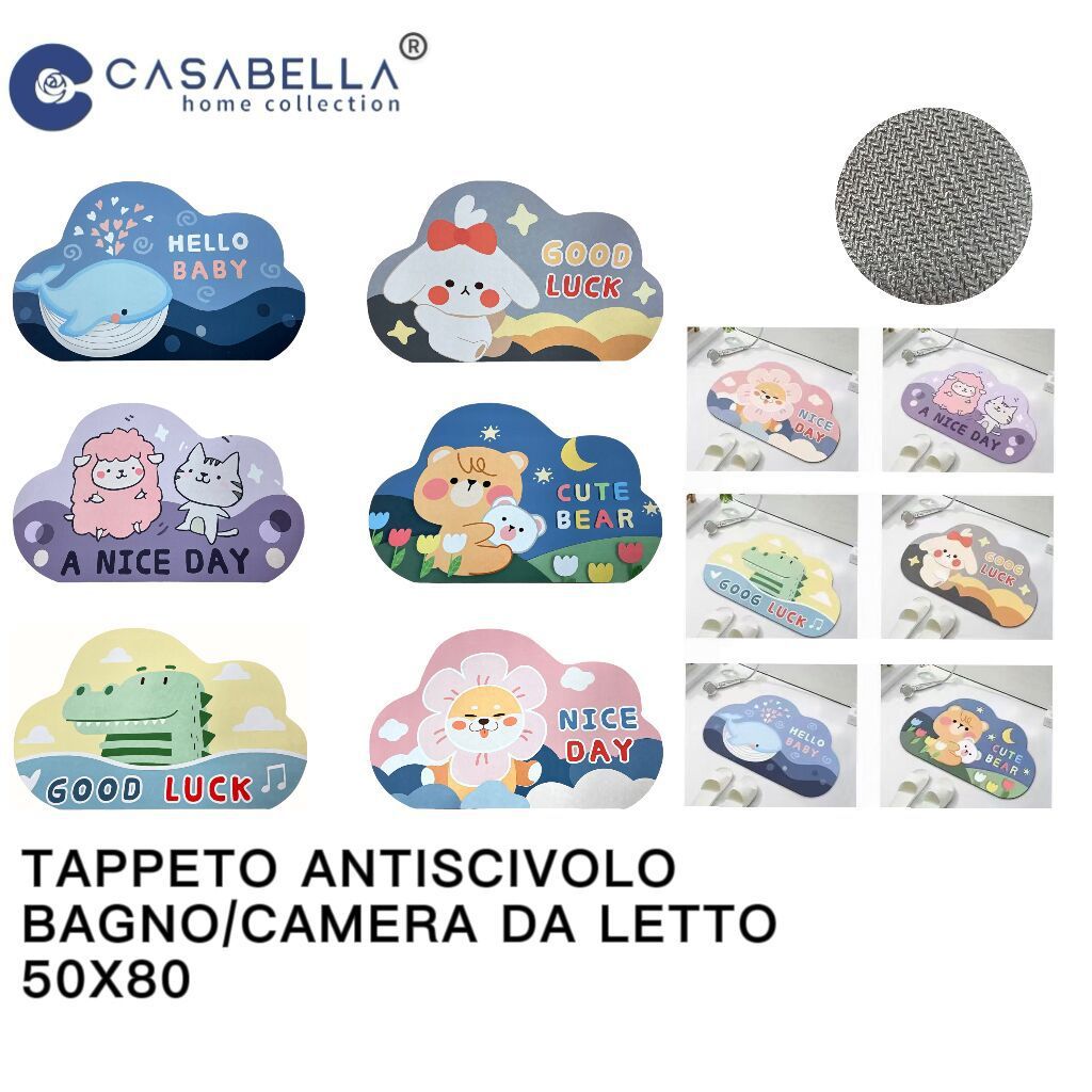 Tappeto Bagno/camera da Letto Antiscivolo 50X80