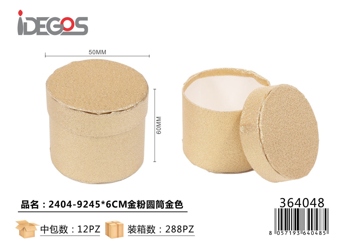 Scatolina cilindrica glitter, modello 2404-924, 5 x 6 cm