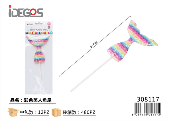 Decorazione per torta a coda di sirena colorata