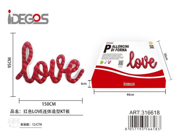 Decorazione Love con palloncini rossi, 95 x 150 cm