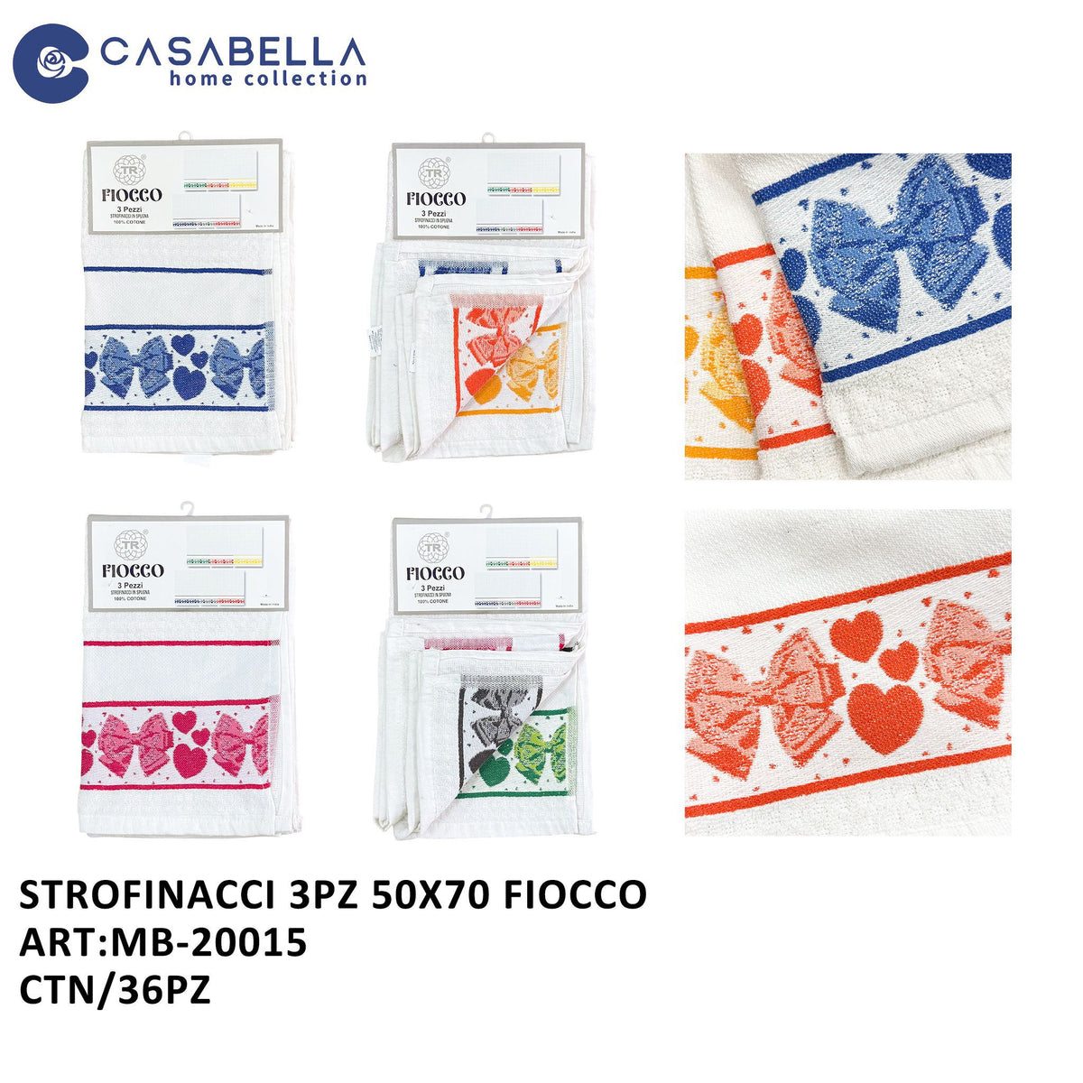 Strofinacci 3PZ 50X70 Cuori