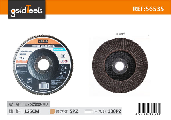 Disco abrasivo lamellare P40, formato 125