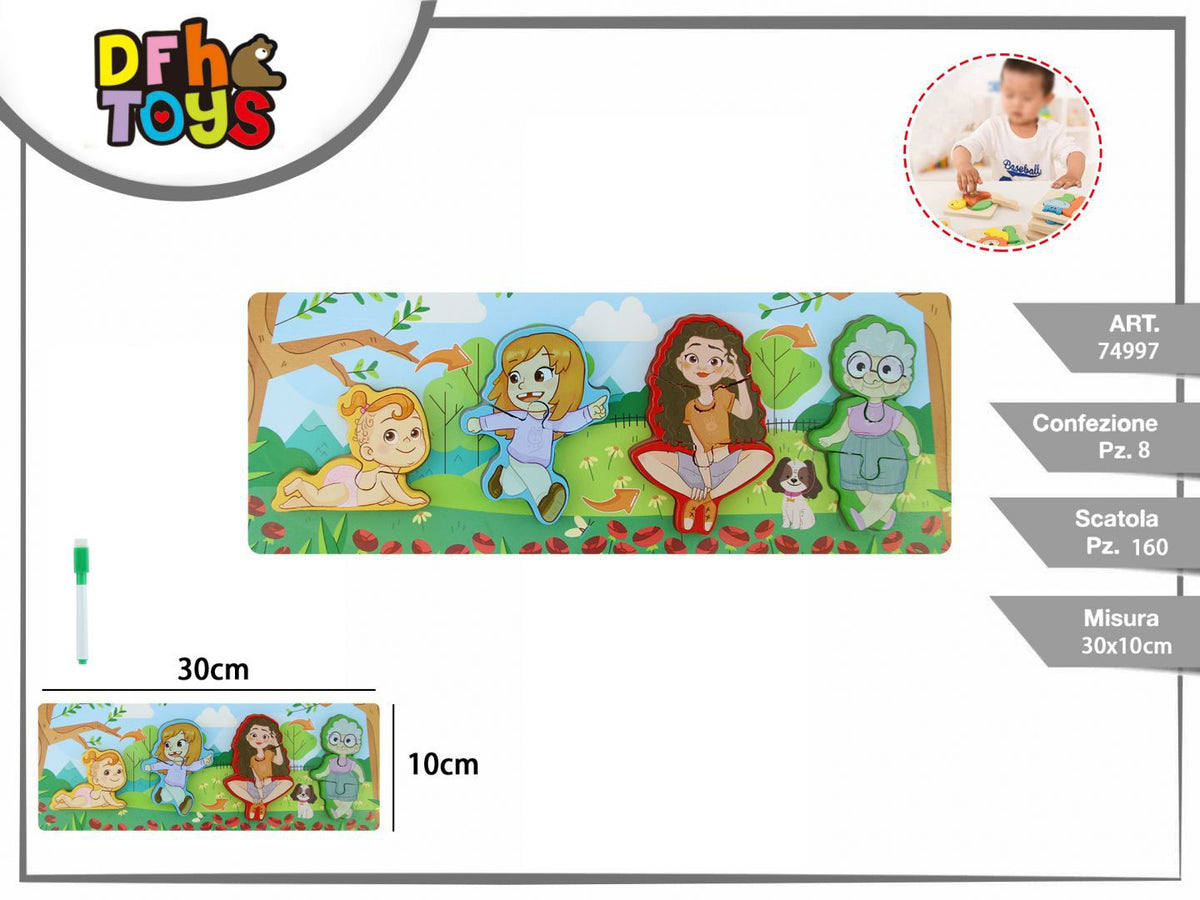 Puzzle in legno fasi della vita, 30 × 10 cm