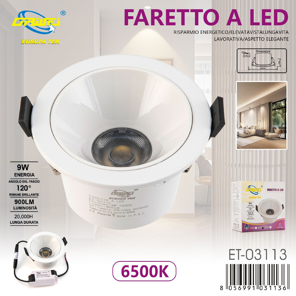 Faretto da soffitto — 9 W