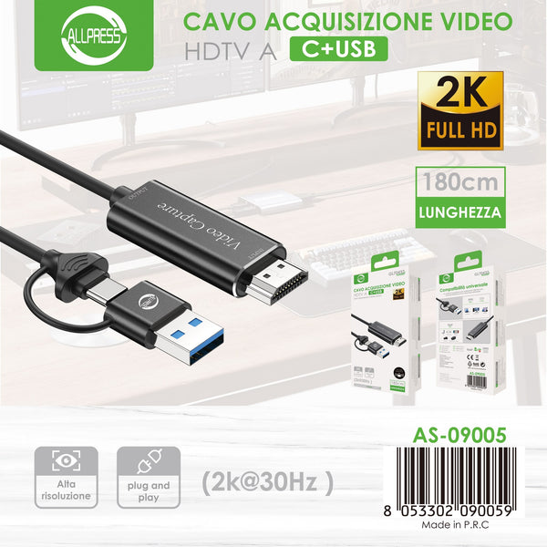 Dispositivo di acquisizione HDMI con USB e USB-C