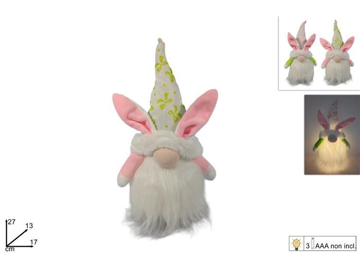 Gnomo coniglietto pasquale luminoso, modelli assortiti