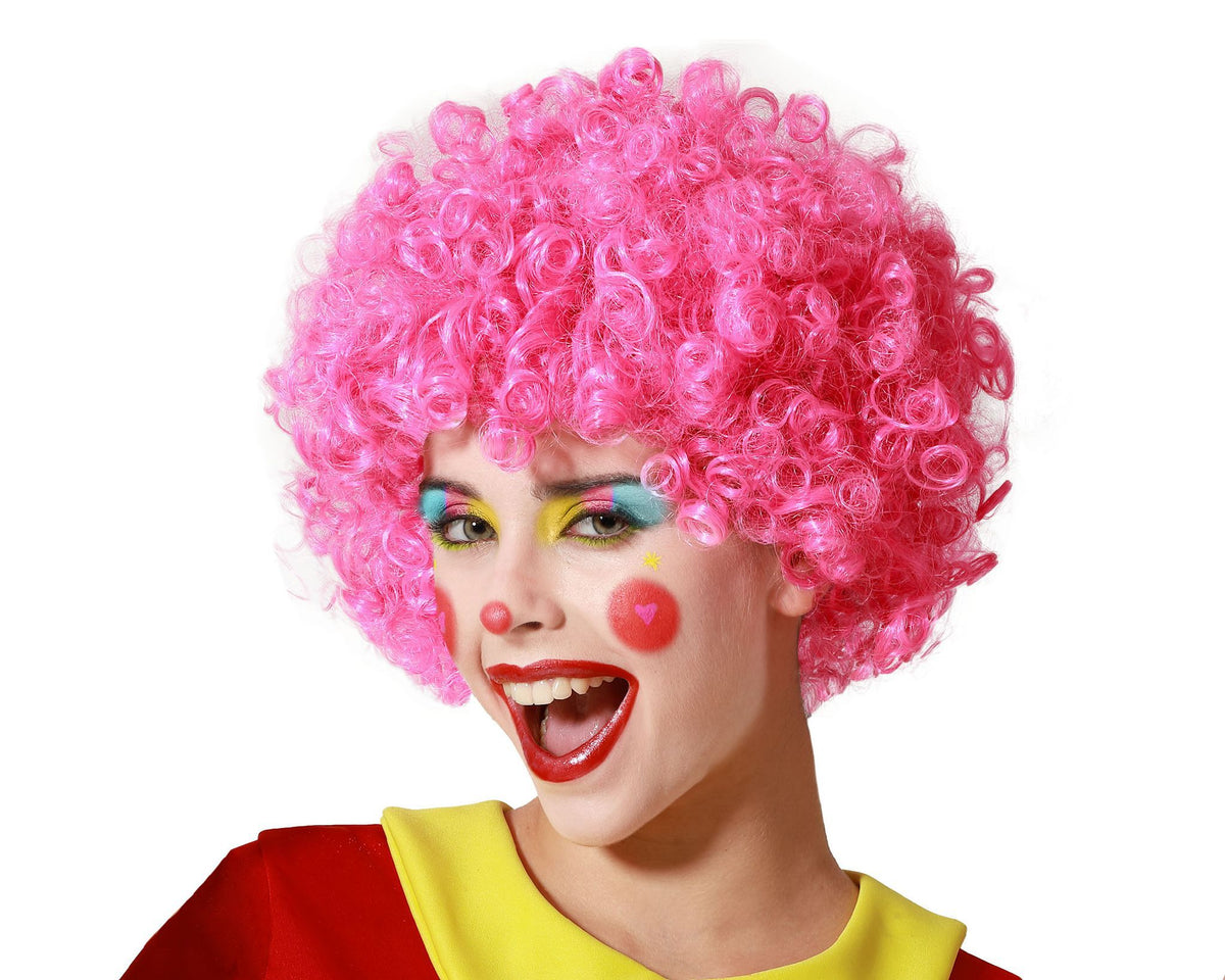 Parrucca riccia da clown fucsia