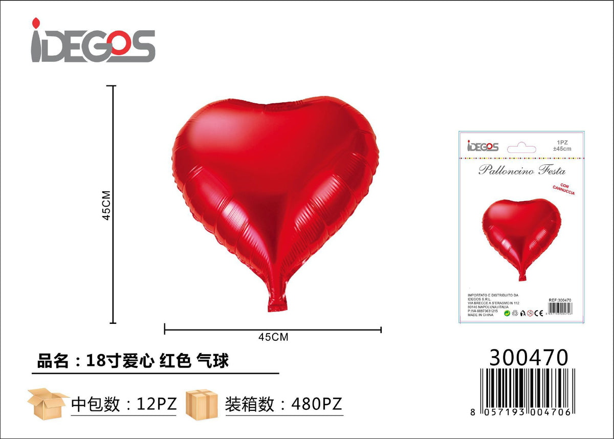 Palloncino foil a cuore, 45 cm