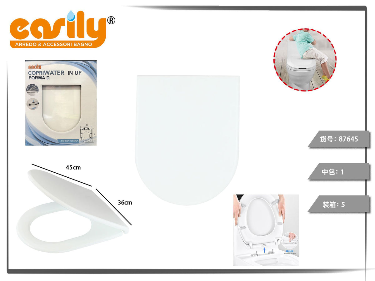 Sedile WC UF1054 a D con sgancio rapido e chiusura rallentata