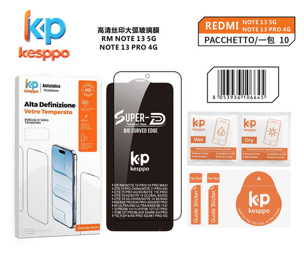 Pellicola protettiva per Redmi NOTE 13 5G / NOTE 13 Pro 4G – in vetro temperato, con bordo nero
