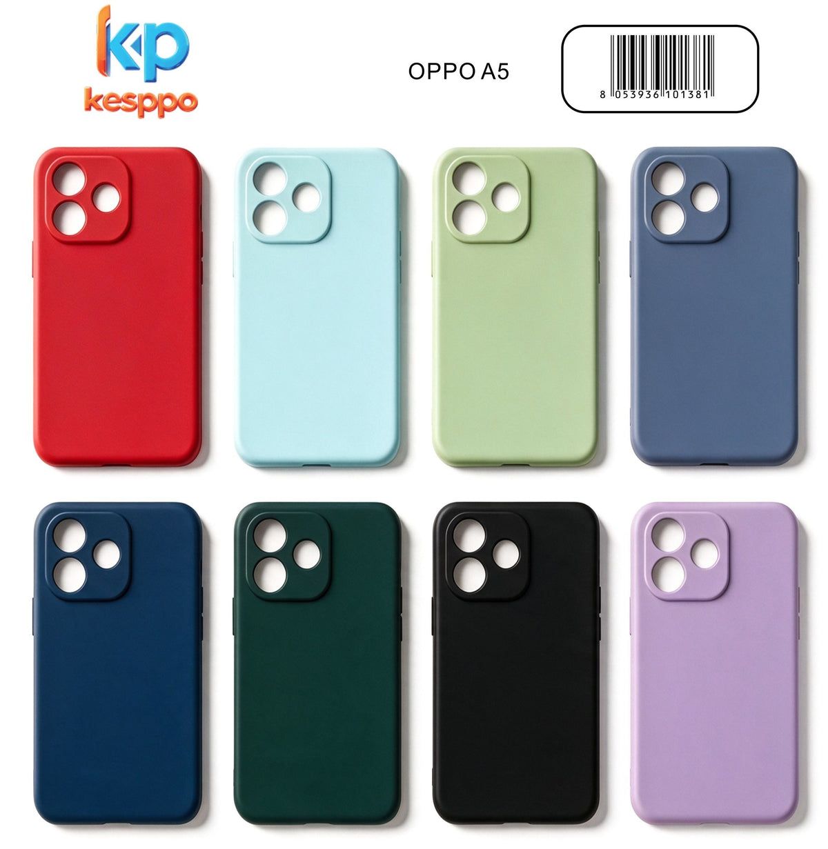Custodia per OPPO A5 – a tinta unita, in silicone, con aperture sagomate