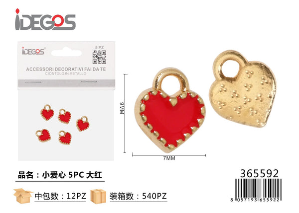 Set di 5 ciondoli Cuore piccolo