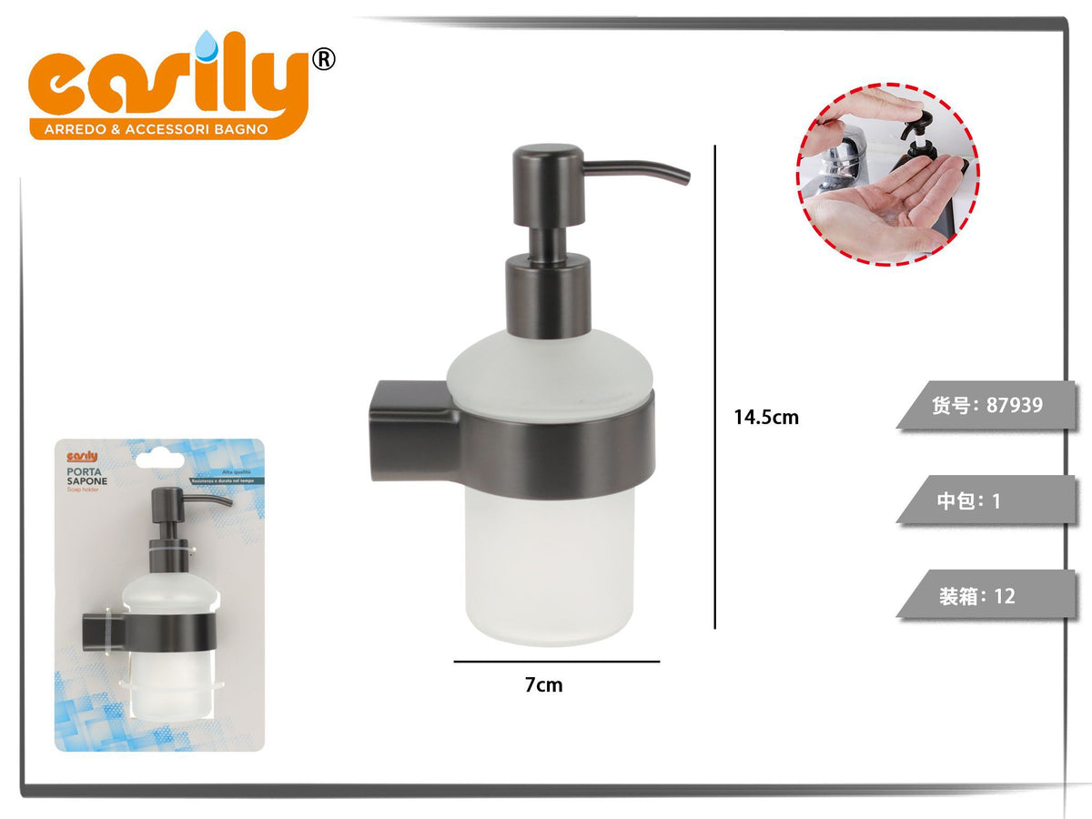 Dispenser sapone da parete con fascia grigio scuro