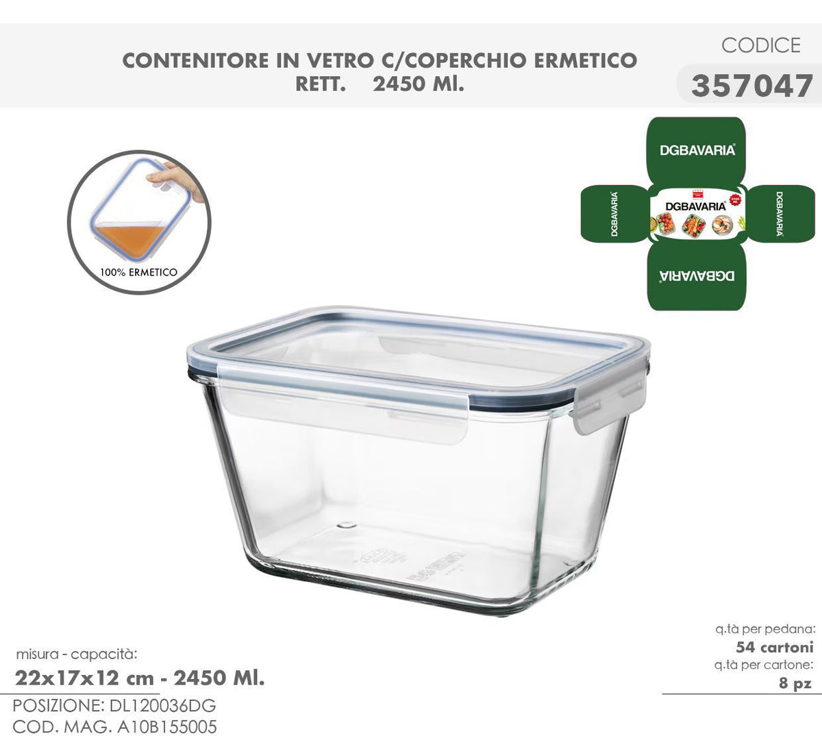 CONTENITORE A VETRO 2450ML