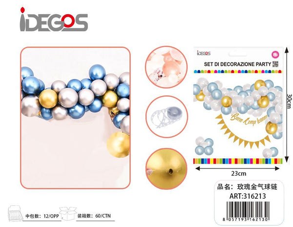 Kit arco di palloncini blu e argento con festone, 2,5 m