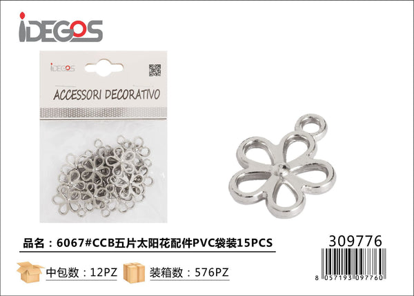 Set di 15 componenti decorativi a fiore, modello 6067