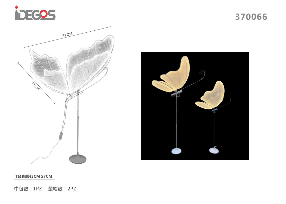 Set di due farfalle luminose con supporto a luce calda