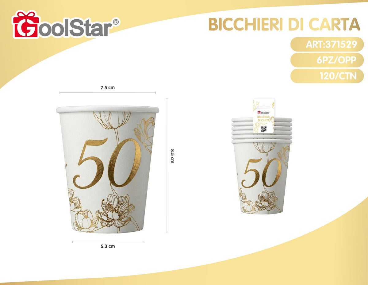 Bicchiere di carta con numero 50