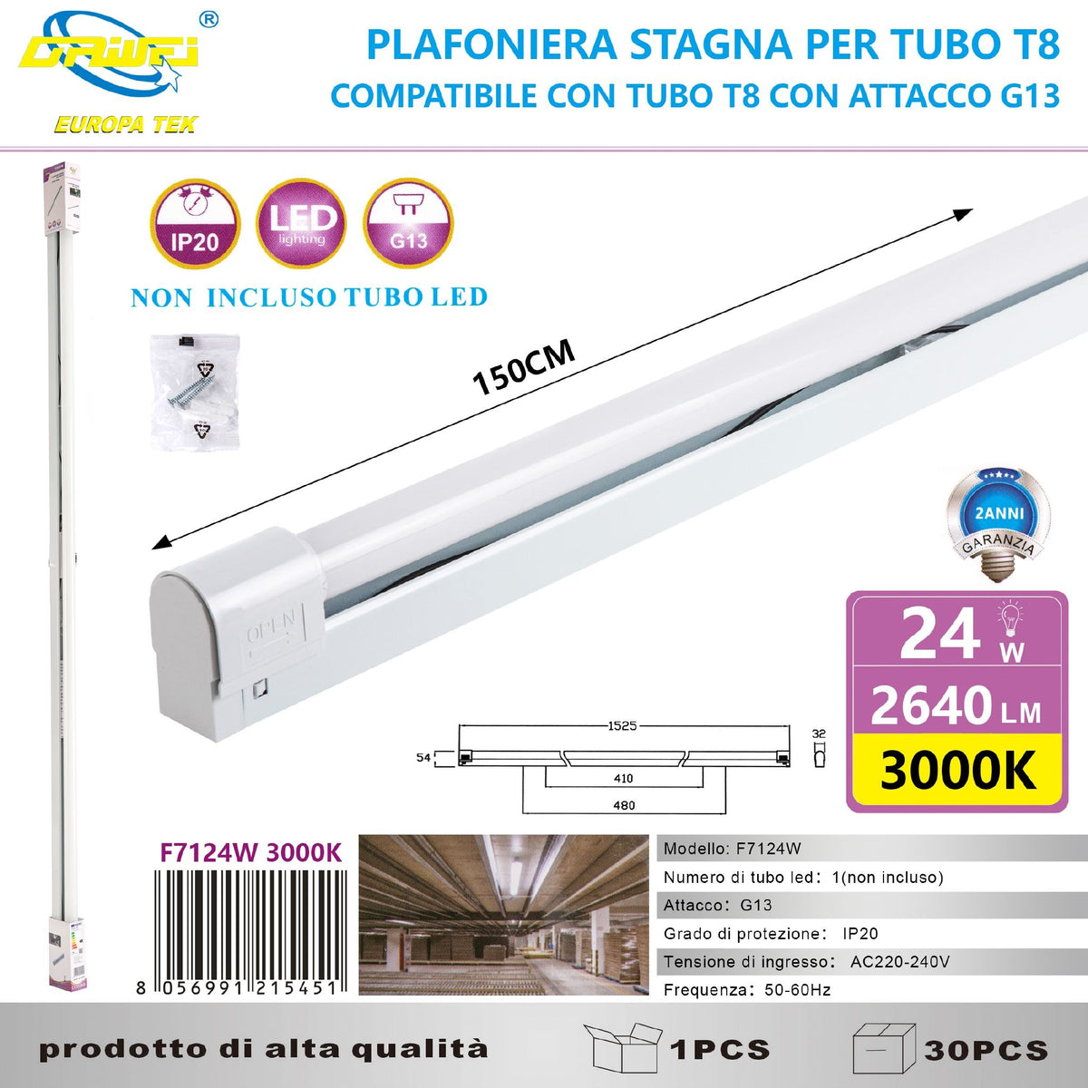 Reglette con tubo luminoso