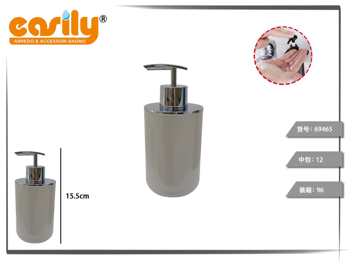 Dispenser sapone cilindrico liscio con coperchio argento