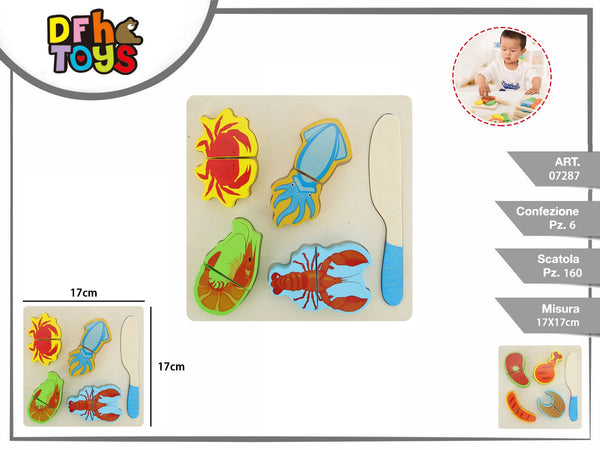 Puzzle in legno alimenti da tagliare 17 × 17 cm