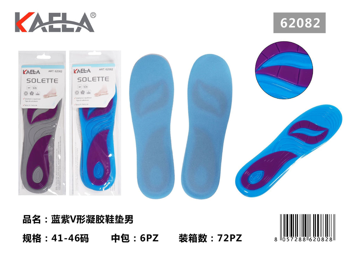 Solette da uomo in gel blu e viola a V