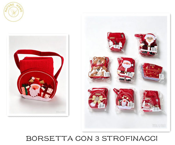 Borsetta natalizia con 3 strofinacci