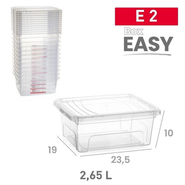 SCATOLA EASY 2.65L E2 PLASTICA TRASPARENTE 19X23.5X10CM