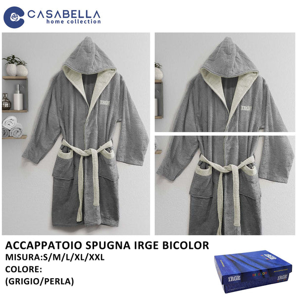 Accappatoio Spugna Irge Bicolor Grigio/perla