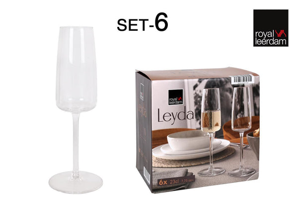 INDE SET 6 BICCHIERI VETRO CHAMPAGNE 23CL