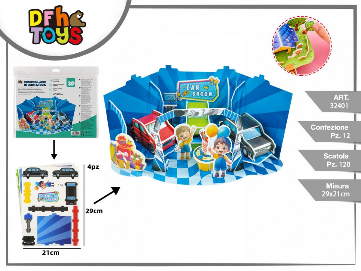 Puzzle 3D showroom auto in miniatura