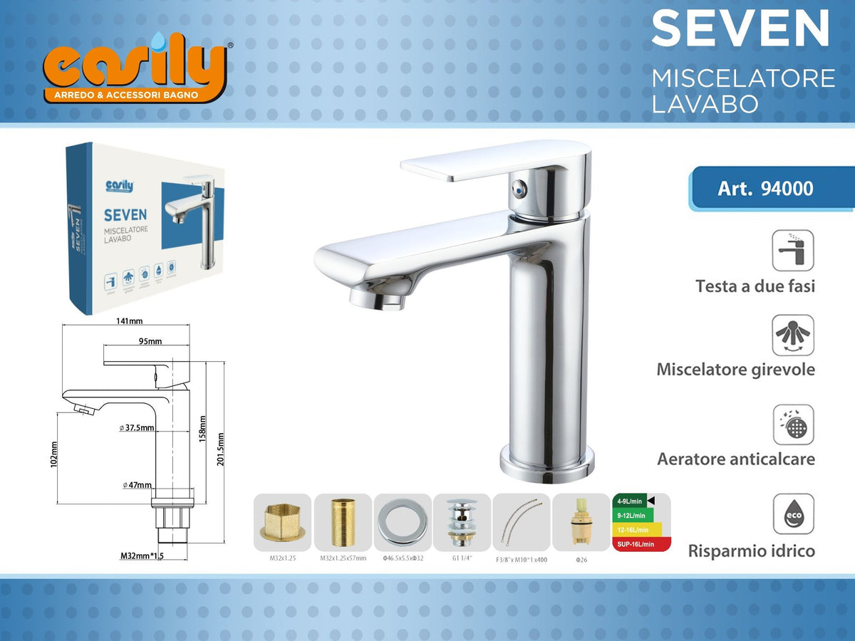 Miscelatore monocomando per lavabo Seven