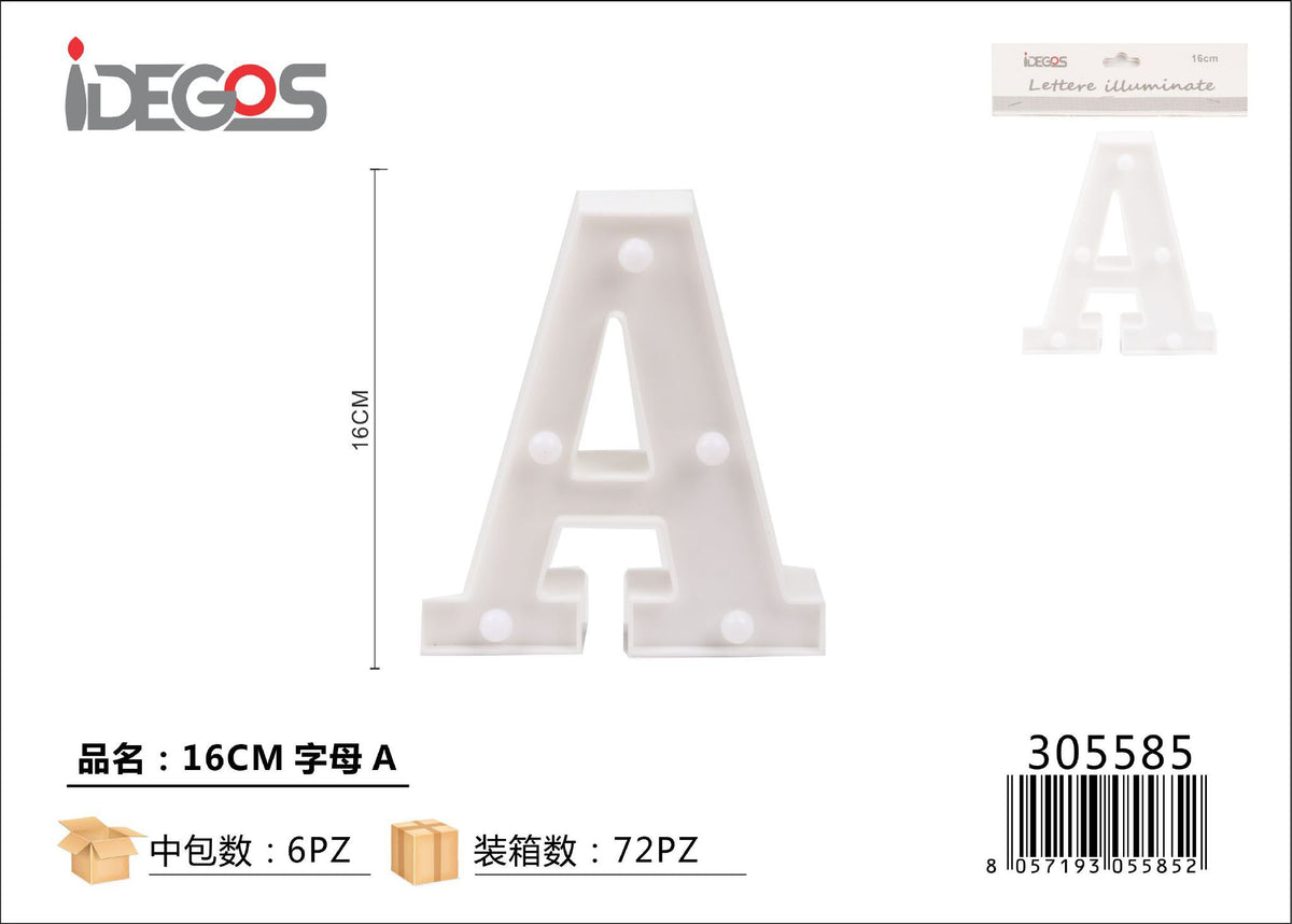 Lettera e simbolo luminosi LED, 16 cm